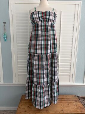 Crown & Ivy  Tiered Plaid Maxi Cotton Sun Dress